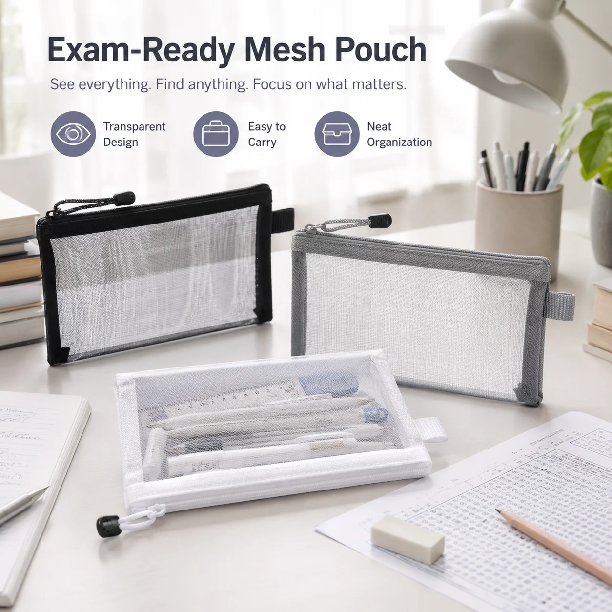 Transparent Mesh Pencil Case C - đánh giá và giá Clear Mesh Pencil Pouch For Exam