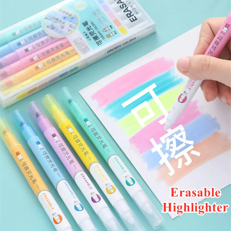 6 Colors Erasable Highlighters - đánh giá và giá Pastel Highlighter Set Double Ended
