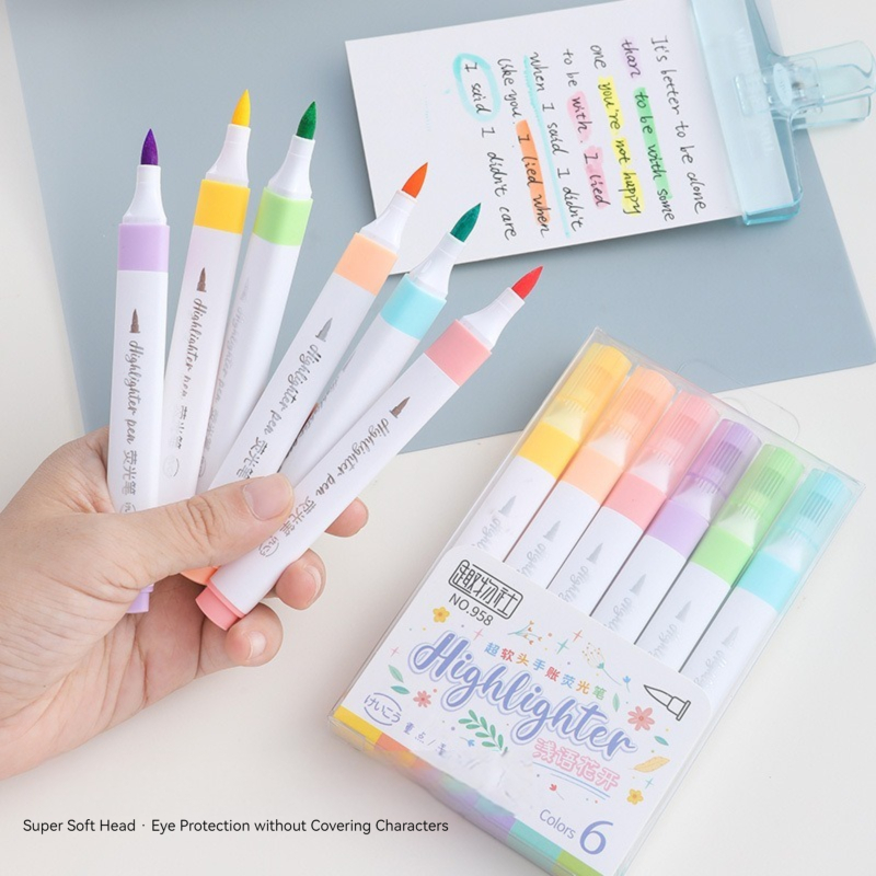 6 Colors Pastel Color Highligh - đánh giá và giá Pastel Highlighter Set Double Ended