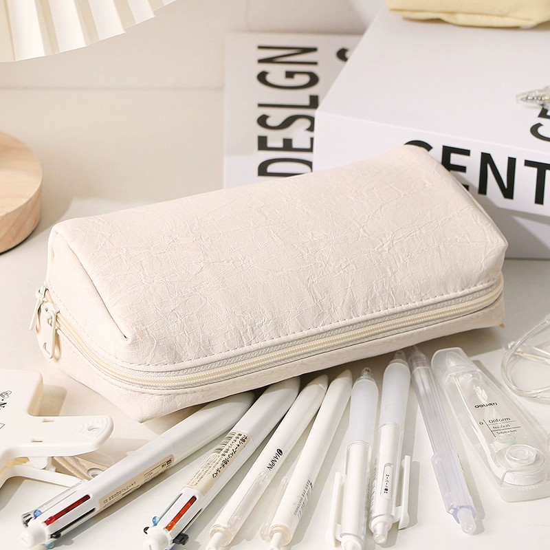 Kawaii Cream Leather Pencil Ca - đánh giá và giá Aesthetic Large Pencil Case Pouch
