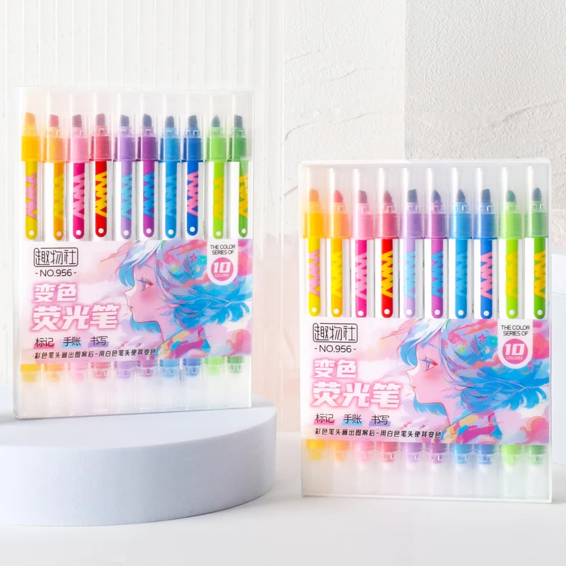 10pcs Double-ended Magic Color - đánh giá và giá Pastel Highlighter Set Double Ended