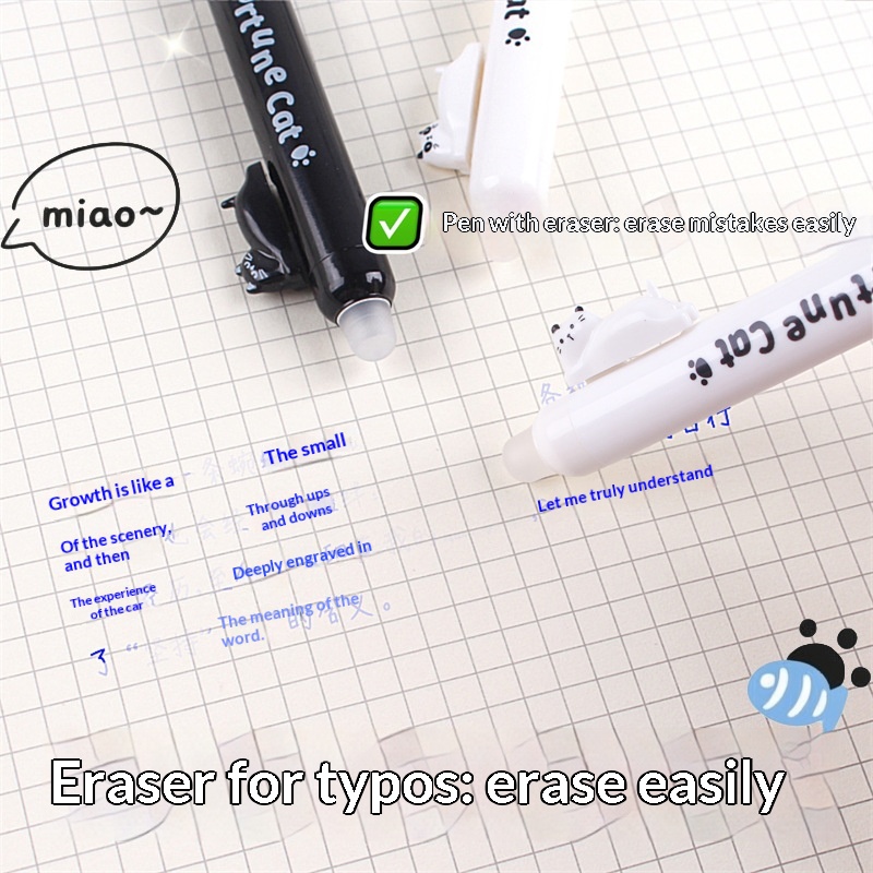 4-Pack Cute Cat Erasable Gel P - đánh giá và giá Retractable Eraser Pen Click