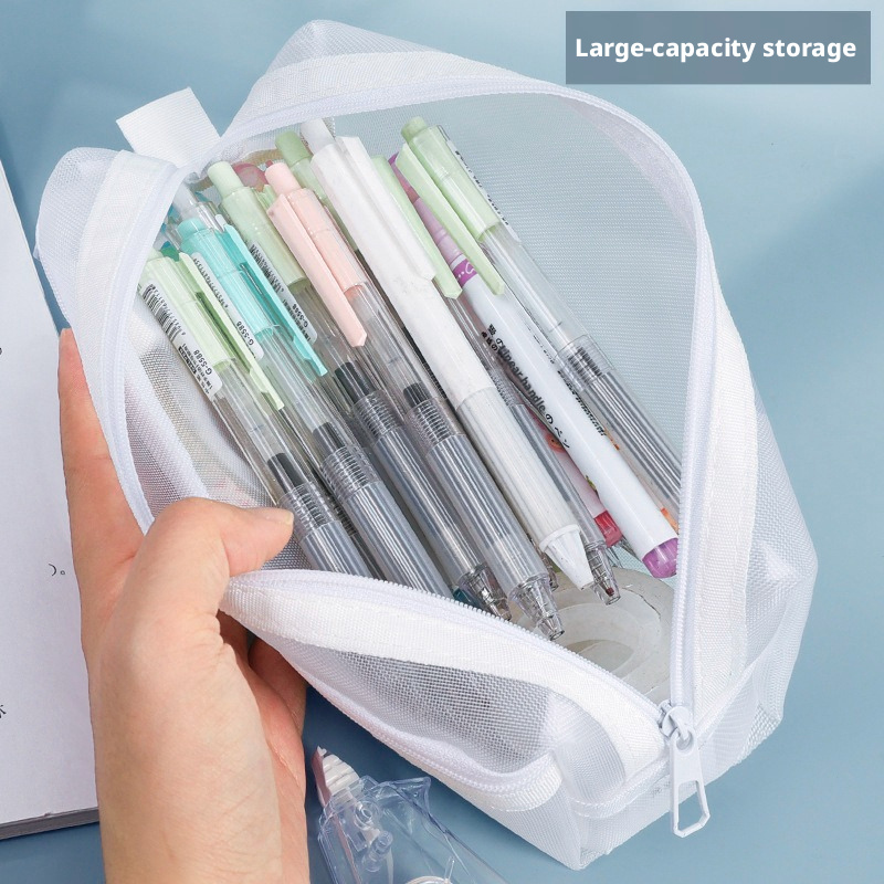 Double Layer Transparent Mesh  - đánh giá và giá Clear Mesh Pencil Pouch For Exam