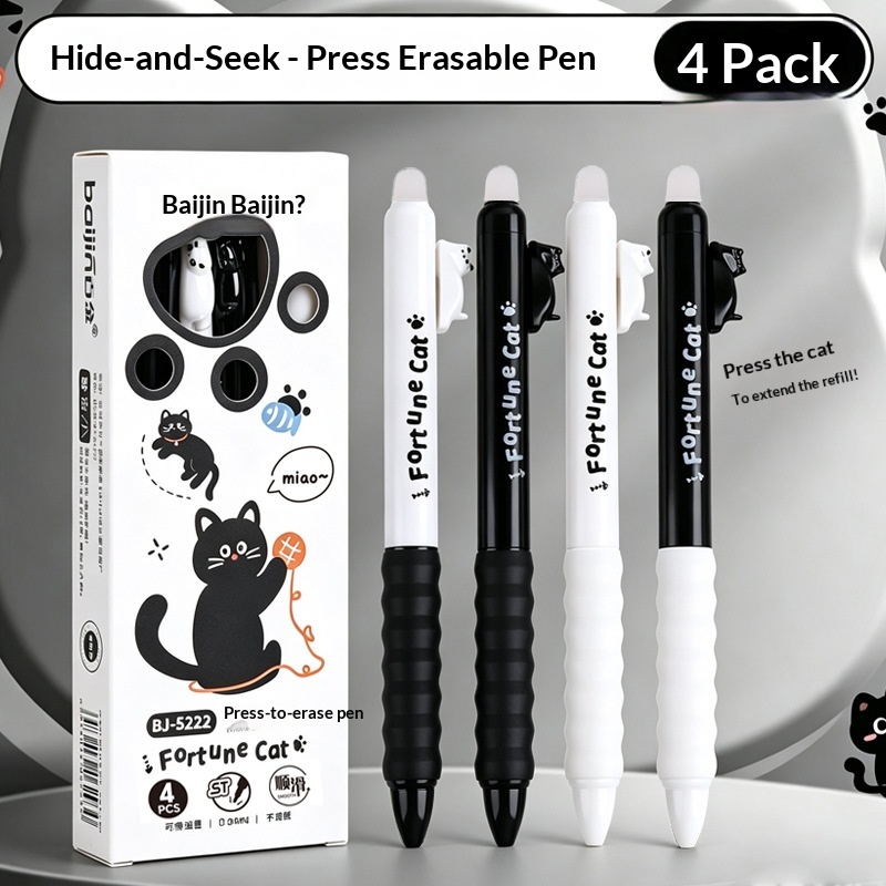 4pcs  Cute Cat Erasable Gel Pe - đánh giá và giá Retractable Eraser Pen Click