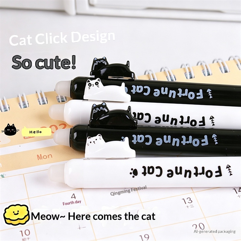 4pcs  Cute Cat Erasable Gel Pe - đánh giá và giá Retractable Eraser Pen Click