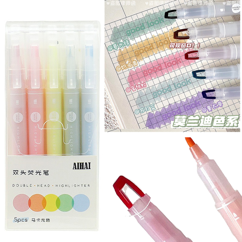 5 Colors Double Unique Window  - đánh giá và giá Pastel Highlighter Set Double Ended