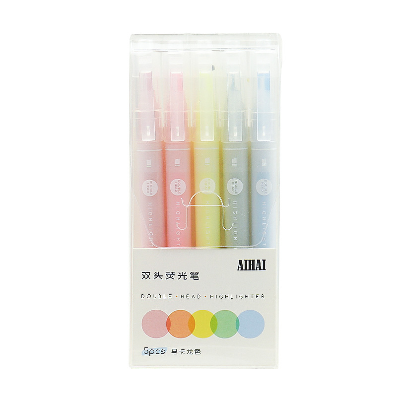5 Colors Double Unique Window  - đánh giá và giá Pastel Highlighter Set Double Ended